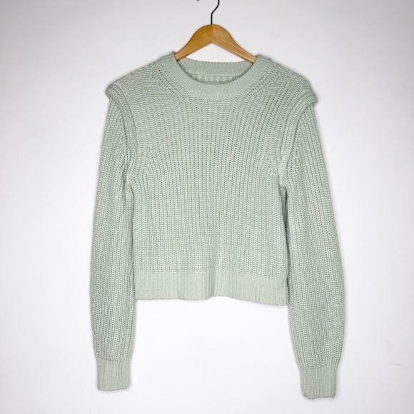 Abercrombie & Fitch Mint Green Cropped Knit Sweater – Size Small - Picture 2 of 7